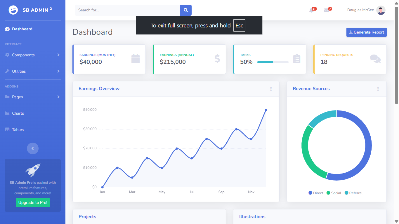 SB Admin Dashboard